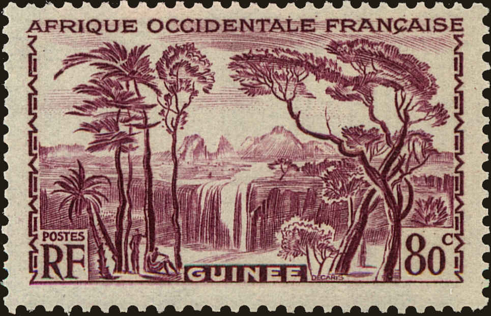 Front view of French Guinea 145 collectors stamp