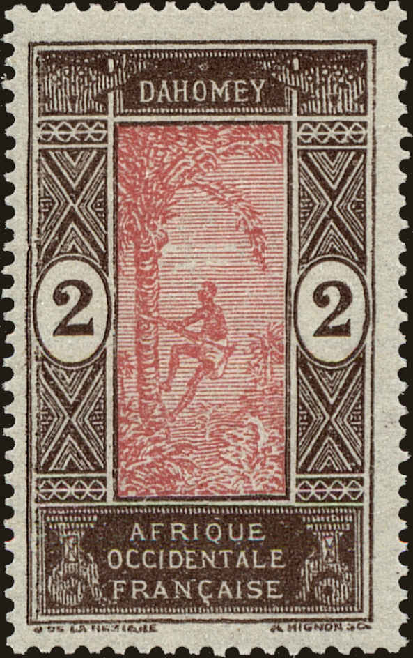 Front view of Dahomey 43 collectors stamp