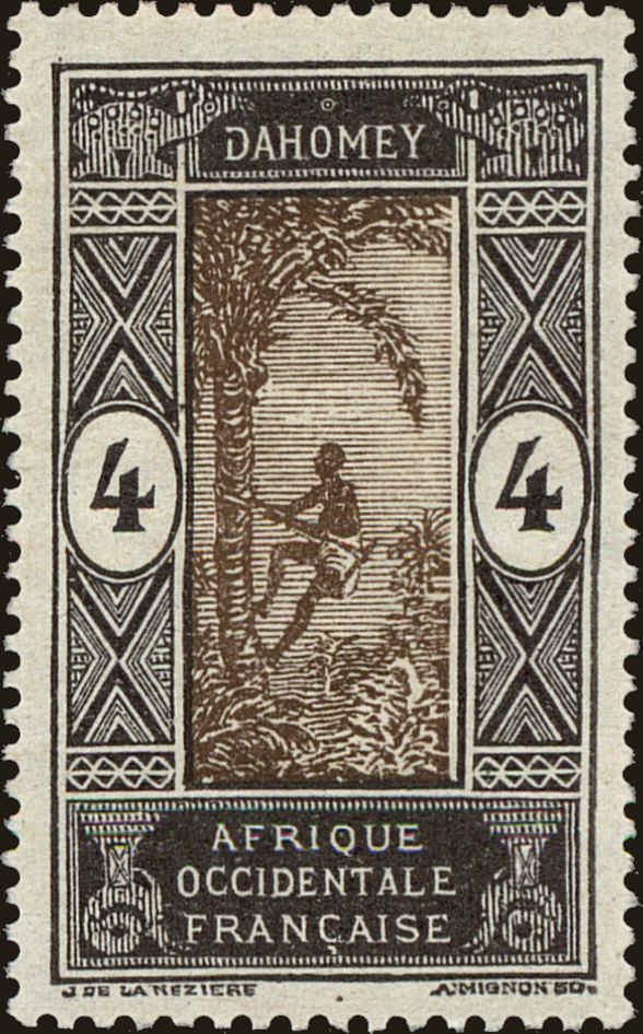 Front view of Dahomey 44 collectors stamp