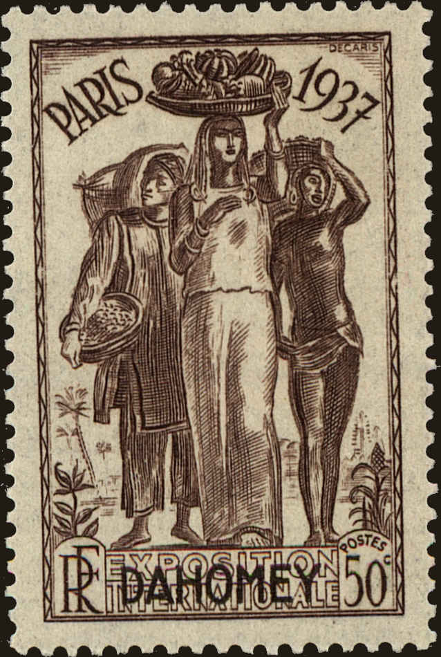 Front view of Dahomey 104 collectors stamp