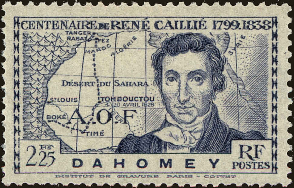 Front view of Dahomey 110 collectors stamp
