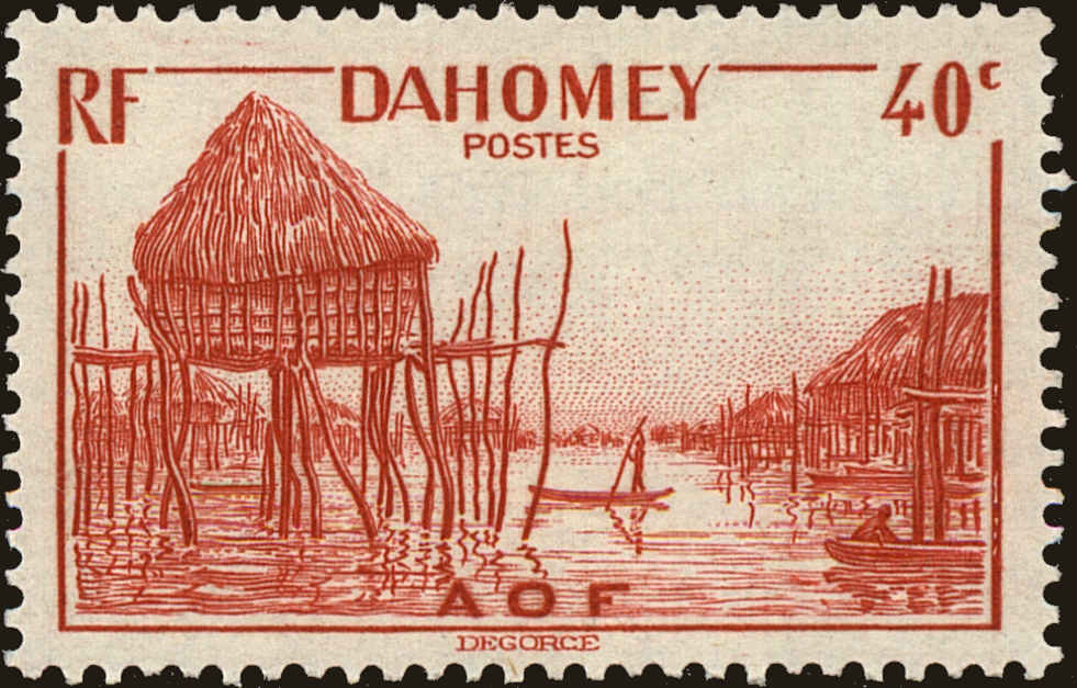 Front view of Dahomey 120 collectors stamp