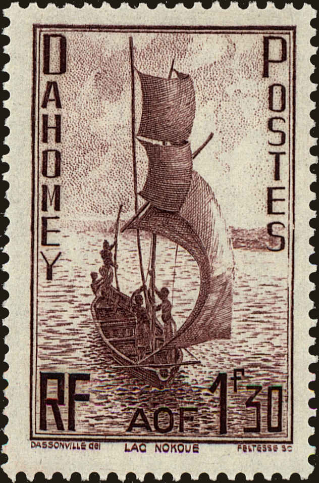 Front view of Dahomey 126 collectors stamp