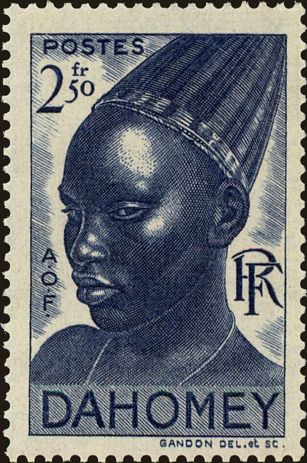Front view of Dahomey 130 collectors stamp