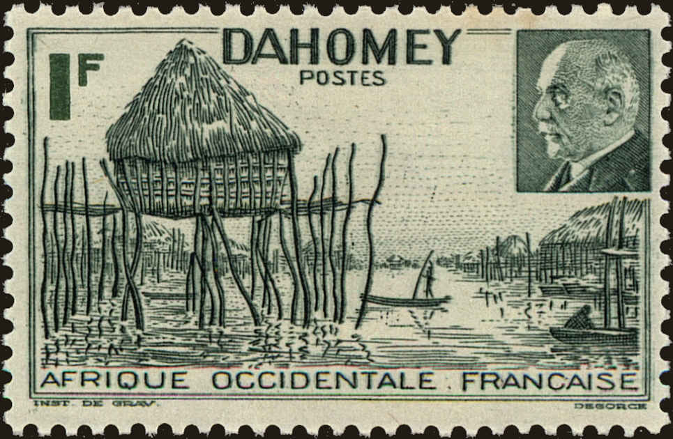 Front view of Dahomey 135 collectors stamp