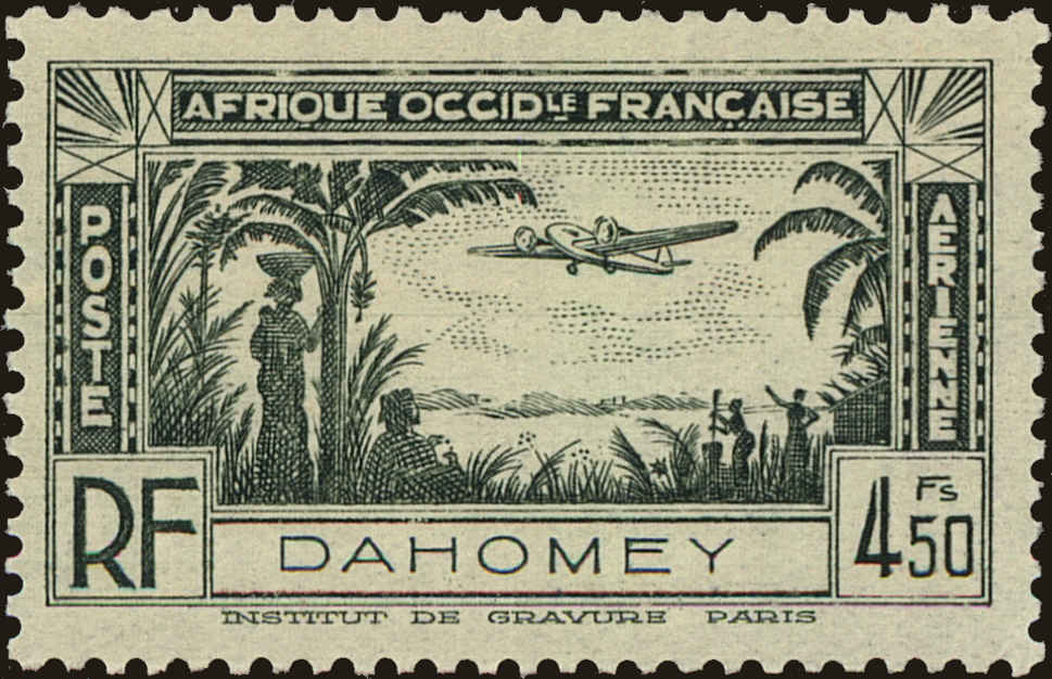 Front view of Dahomey C3 collectors stamp