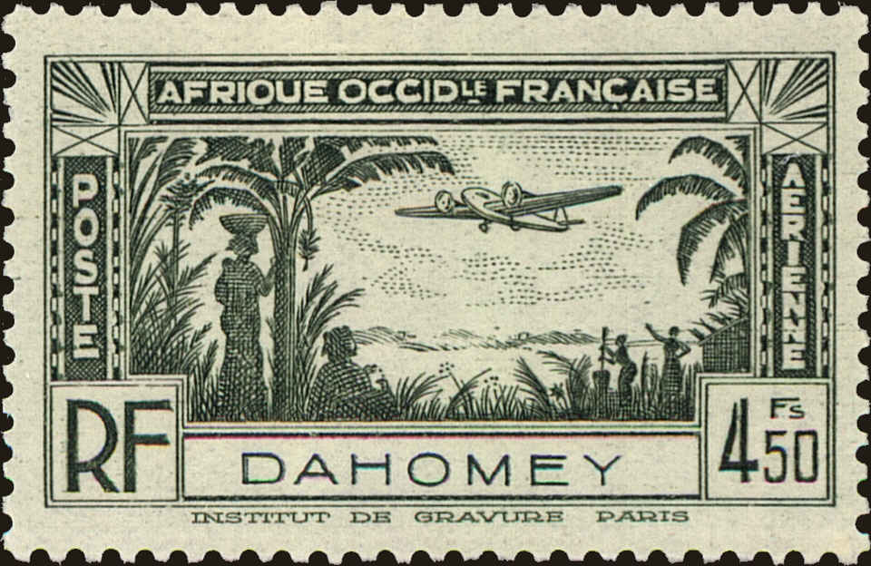 Front view of Dahomey C3 collectors stamp