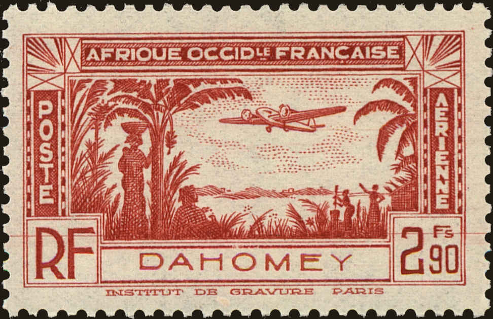 Front view of Dahomey C2 collectors stamp