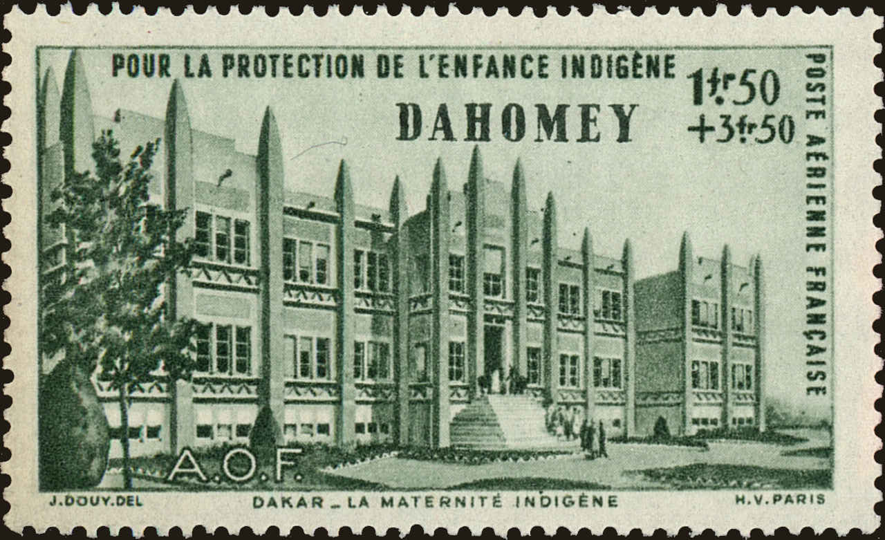 Front view of Dahomey CB1 collectors stamp