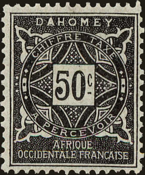 Front view of Dahomey J14 collectors stamp