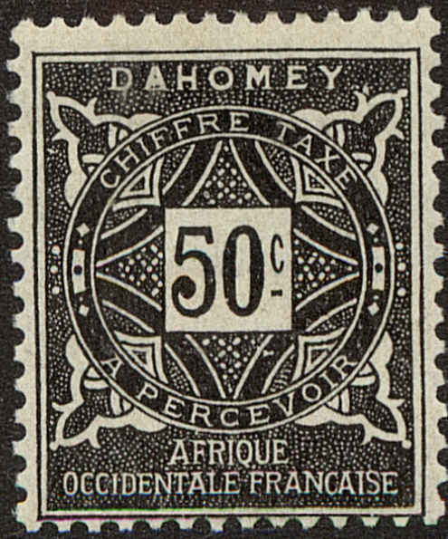 Front view of Dahomey J14 collectors stamp