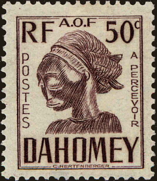 Front view of Dahomey J24 collectors stamp