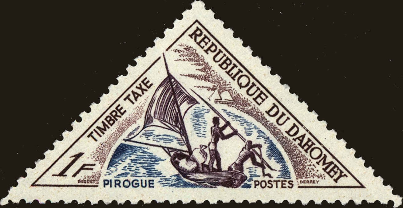 Front view of Dahomey J35 collectors stamp