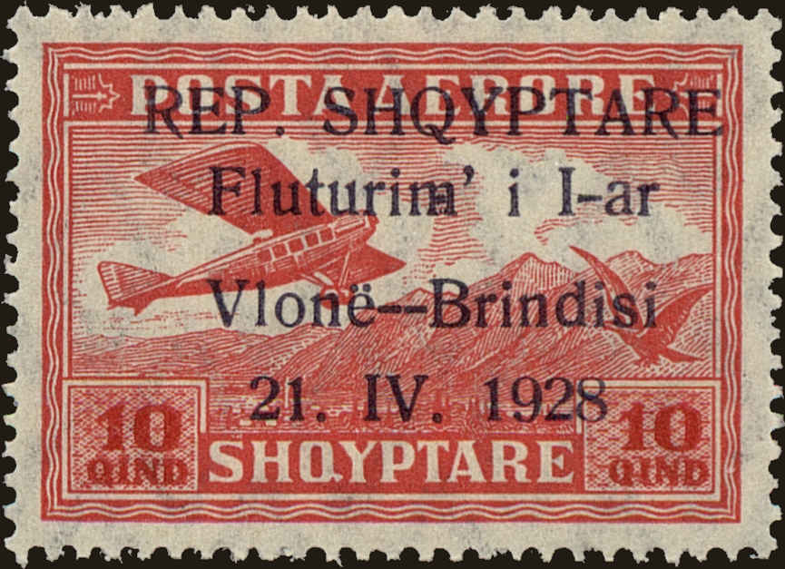 Front view of Albania C16 collectors stamp