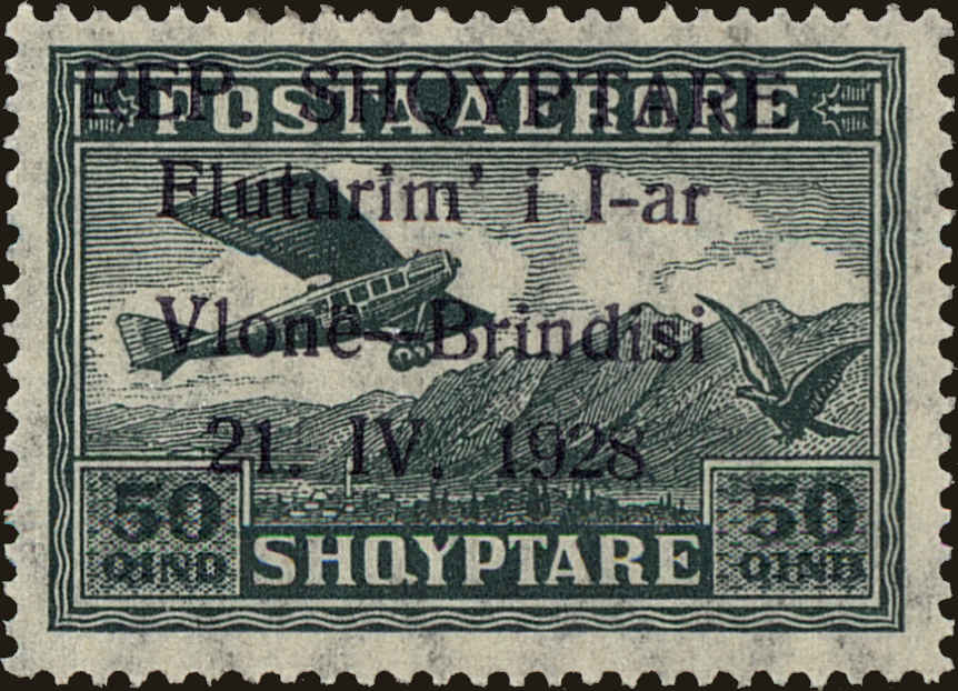 Front view of Albania C18 collectors stamp