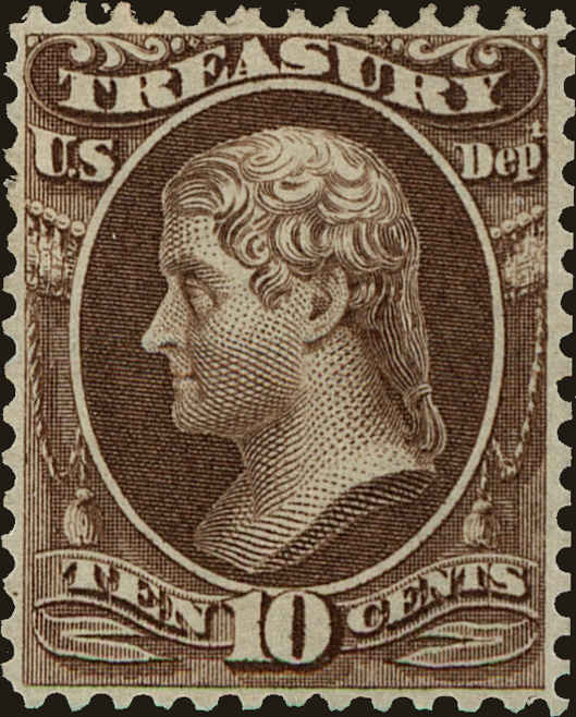 Front view of United States O77 collectors stamp