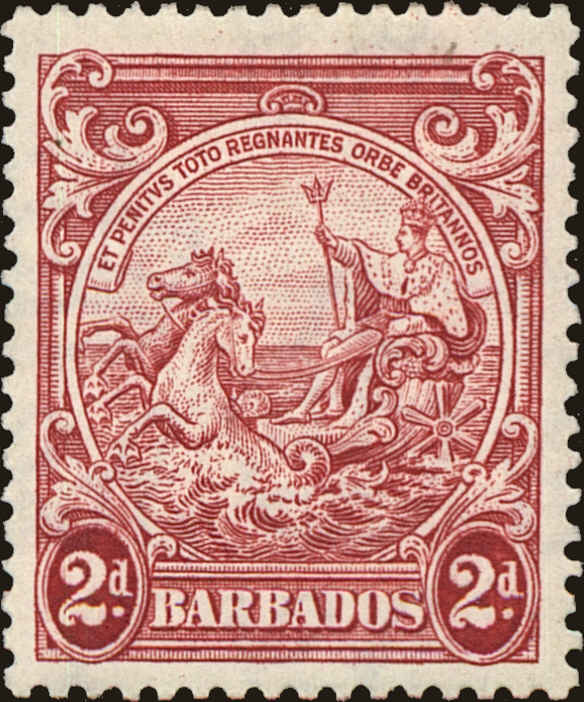 Front view of Barbados 195B collectors stamp