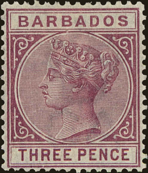 Front view of Barbados 63 collectors stamp