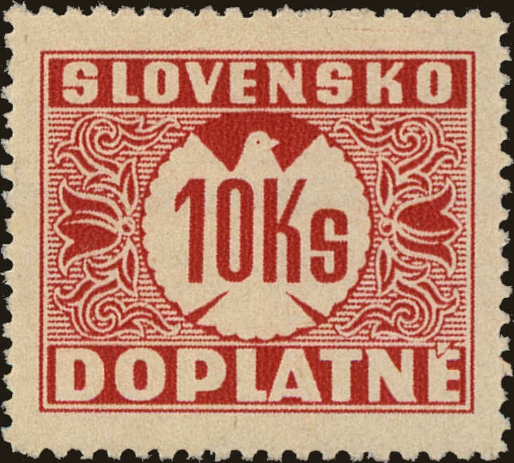Front view of Slovakia J11 collectors stamp