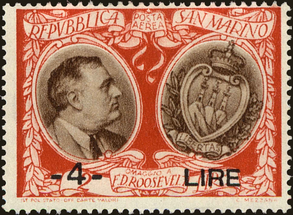 Front view of San Marino C51J collectors stamp