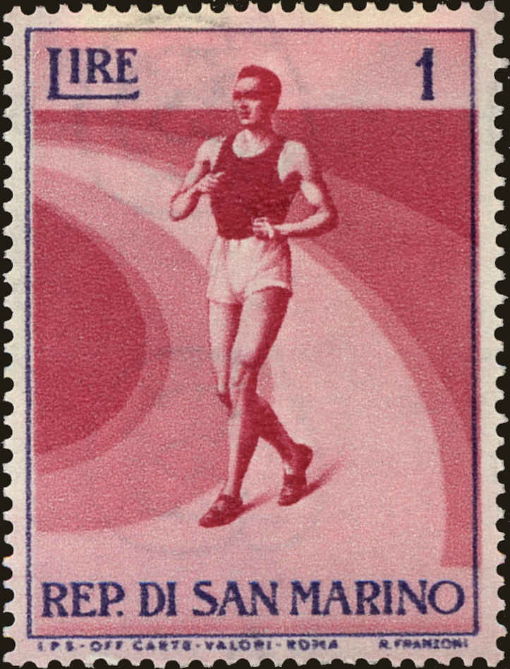 Front view of San Marino 345 collectors stamp