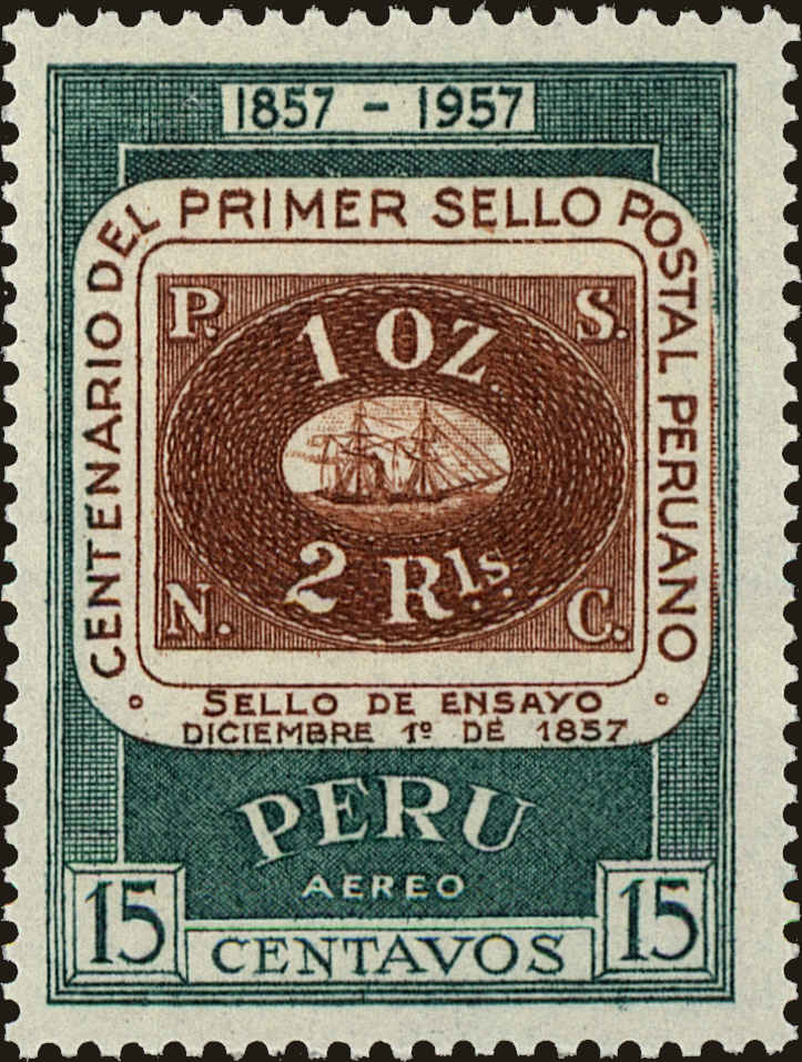 Front view of Peru C133 collectors stamp