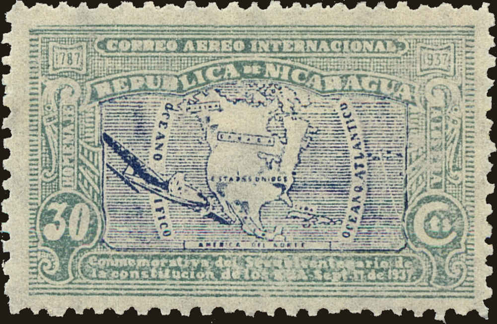 Front view of Nicaragua C207 collectors stamp
