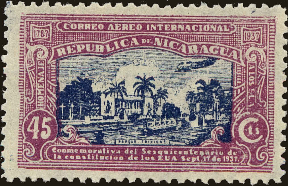 Front view of Nicaragua C210 collectors stamp