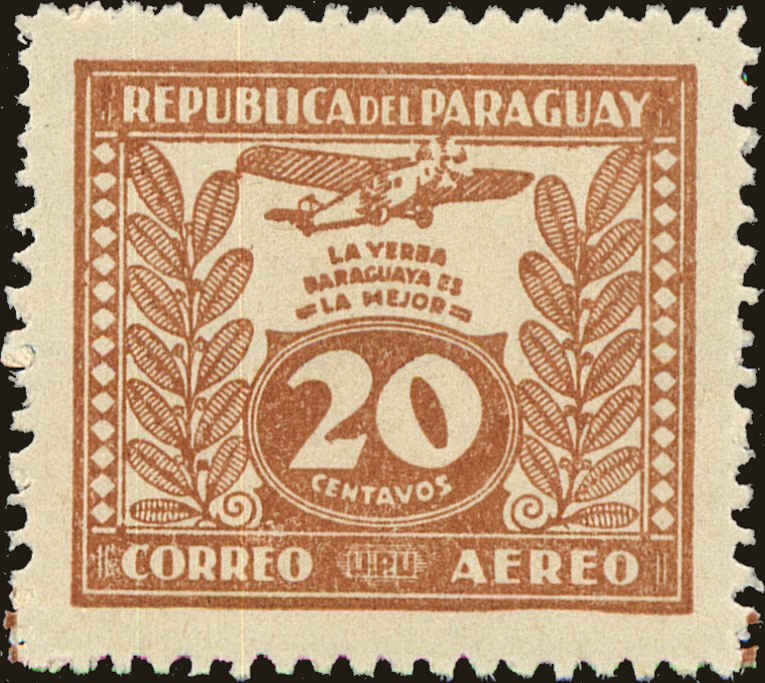 Front view of Paraguay C67 collectors stamp