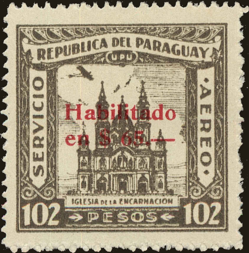 Front view of Paraguay C108 collectors stamp