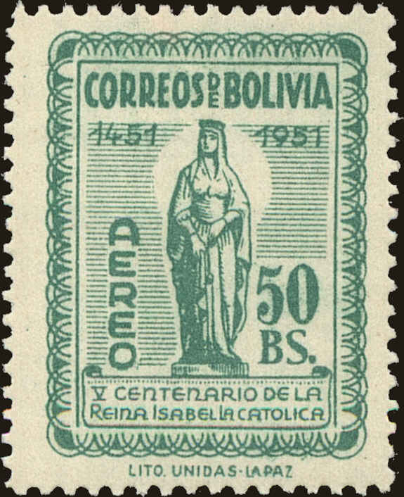 Front view of Bolivia C163 collectors stamp