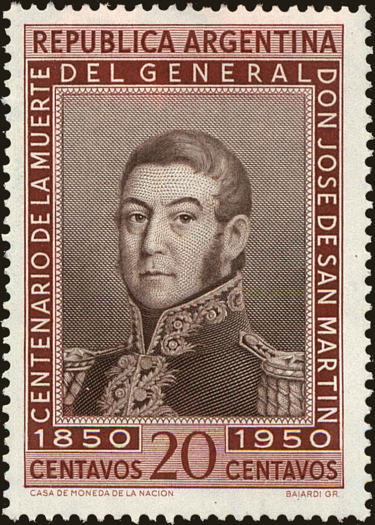 Front view of Argentina 588 collectors stamp