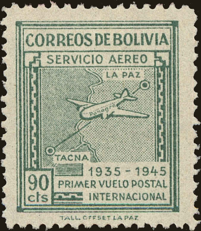 Front view of Bolivia C102 collectors stamp