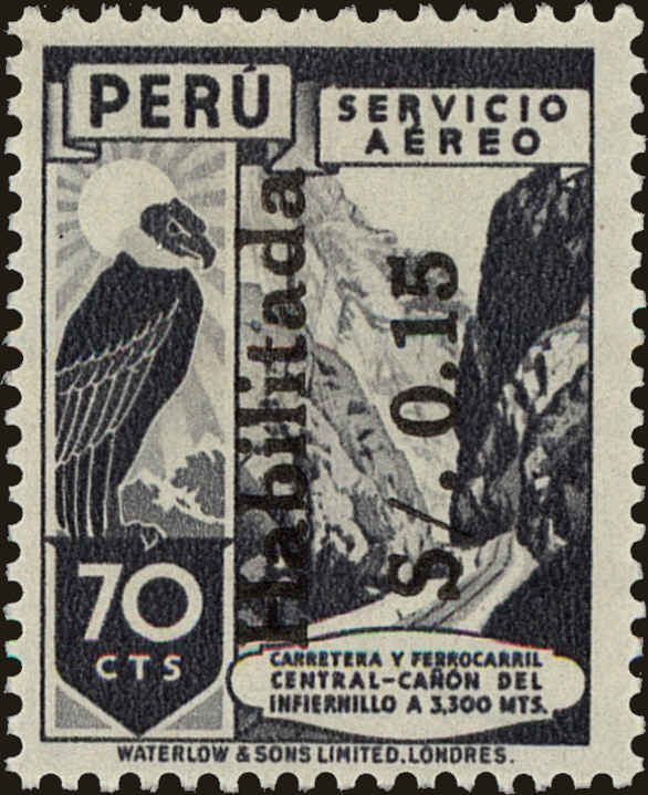 Front view of Peru C87 collectors stamp