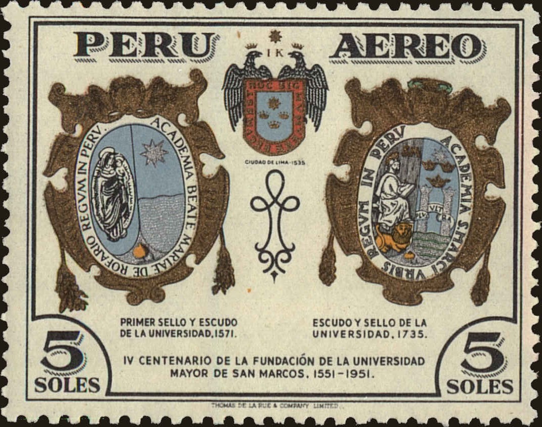 Front view of Peru C114 collectors stamp