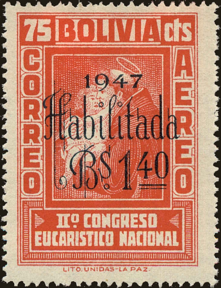 Front view of Bolivia C112 collectors stamp
