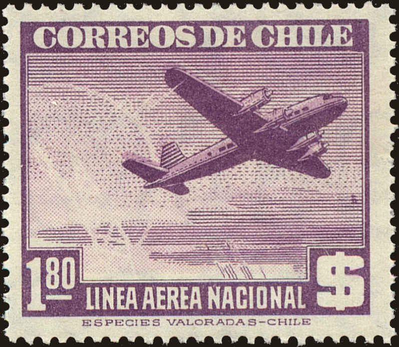 Front view of Chile C119 collectors stamp