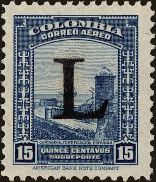 Front view of Colombia C177 collectors stamp