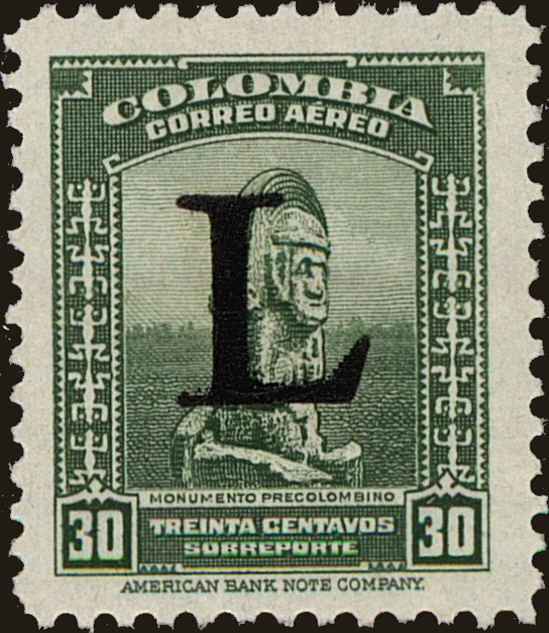 Front view of Colombia C179 collectors stamp