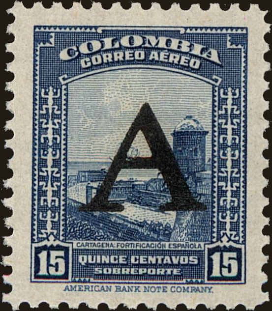 Front view of Colombia C188 collectors stamp