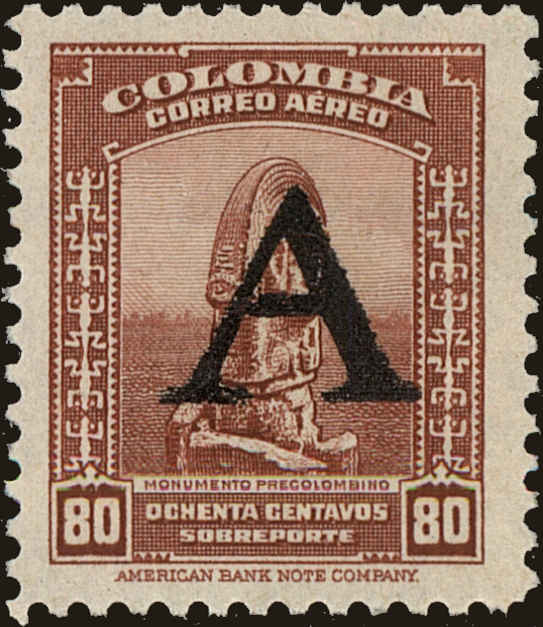 Front view of Colombia C194 collectors stamp