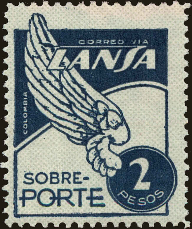 Front view of Colombia C173 collectors stamp