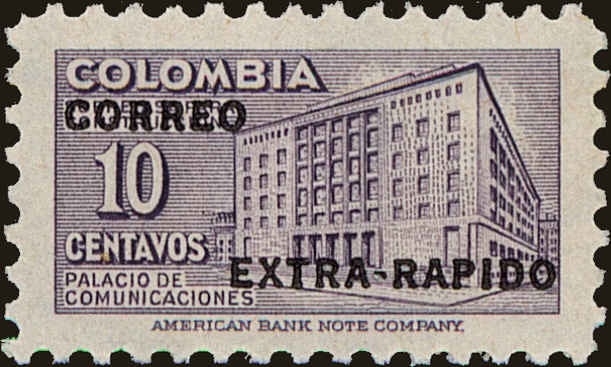 Front view of Colombia C229 collectors stamp