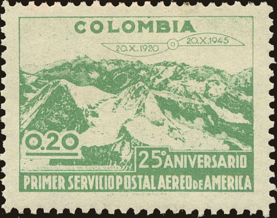 Front view of Colombia 524 collectors stamp