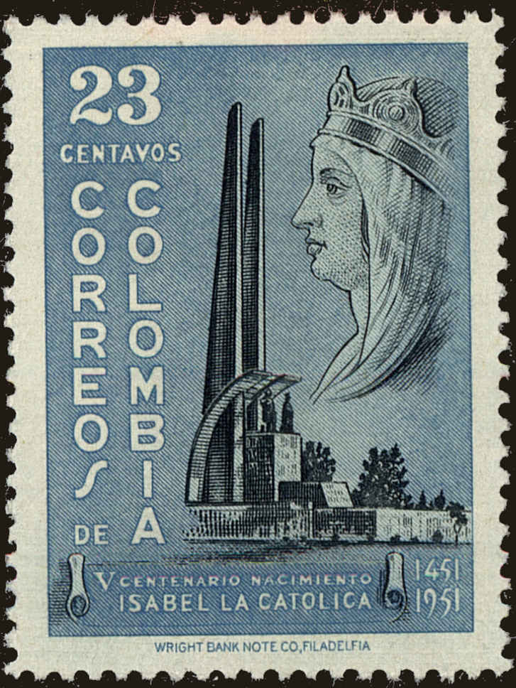Front view of Colombia 611 collectors stamp