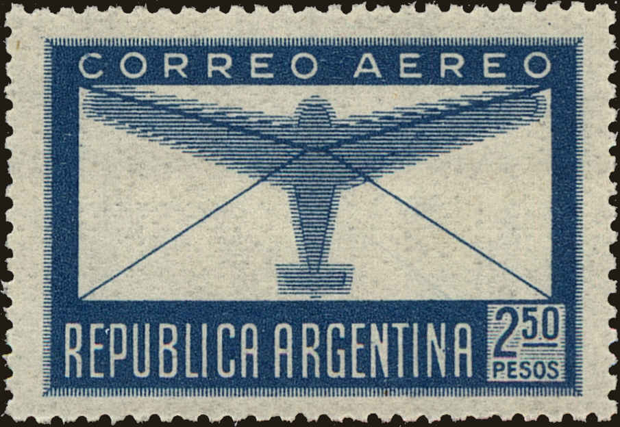 Front view of Argentina C42 collectors stamp