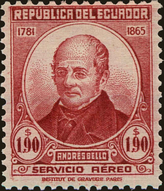 Front view of Ecuador C174 collectors stamp