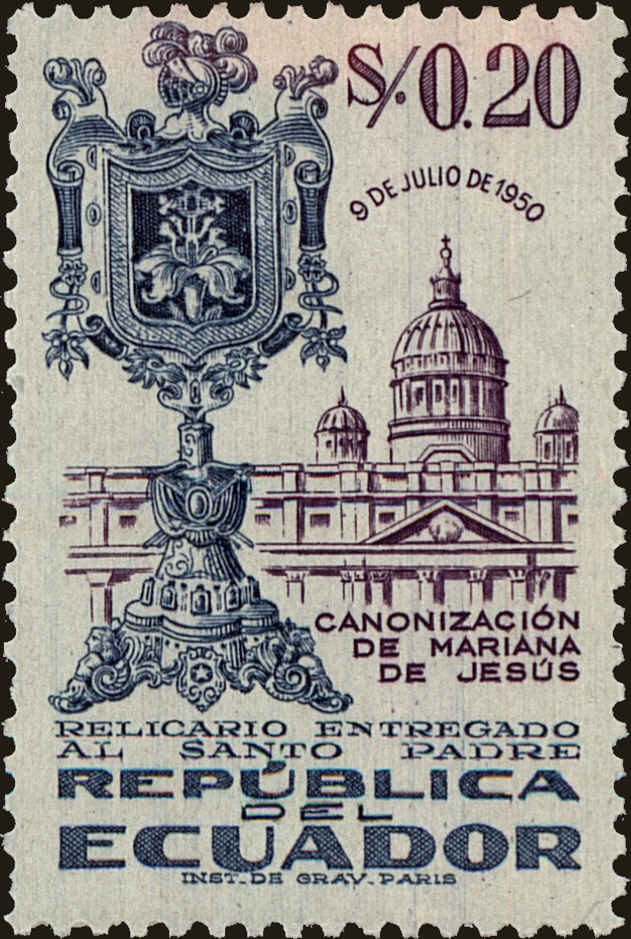 Front view of Ecuador 556 collectors stamp