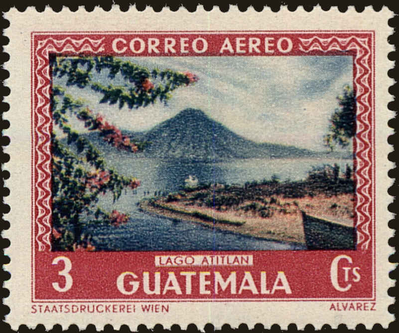 Front view of Guatemala C166 collectors stamp
