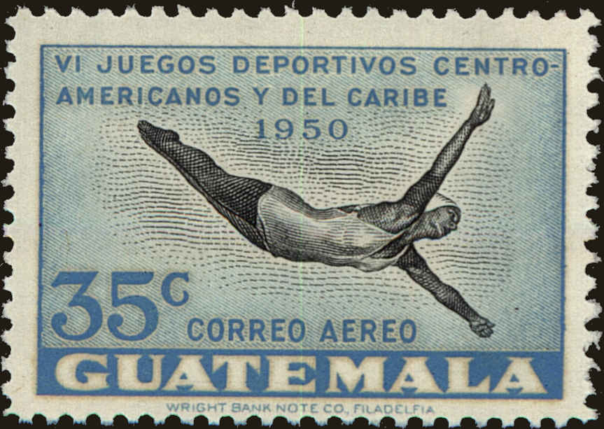Front view of Guatemala C175 collectors stamp